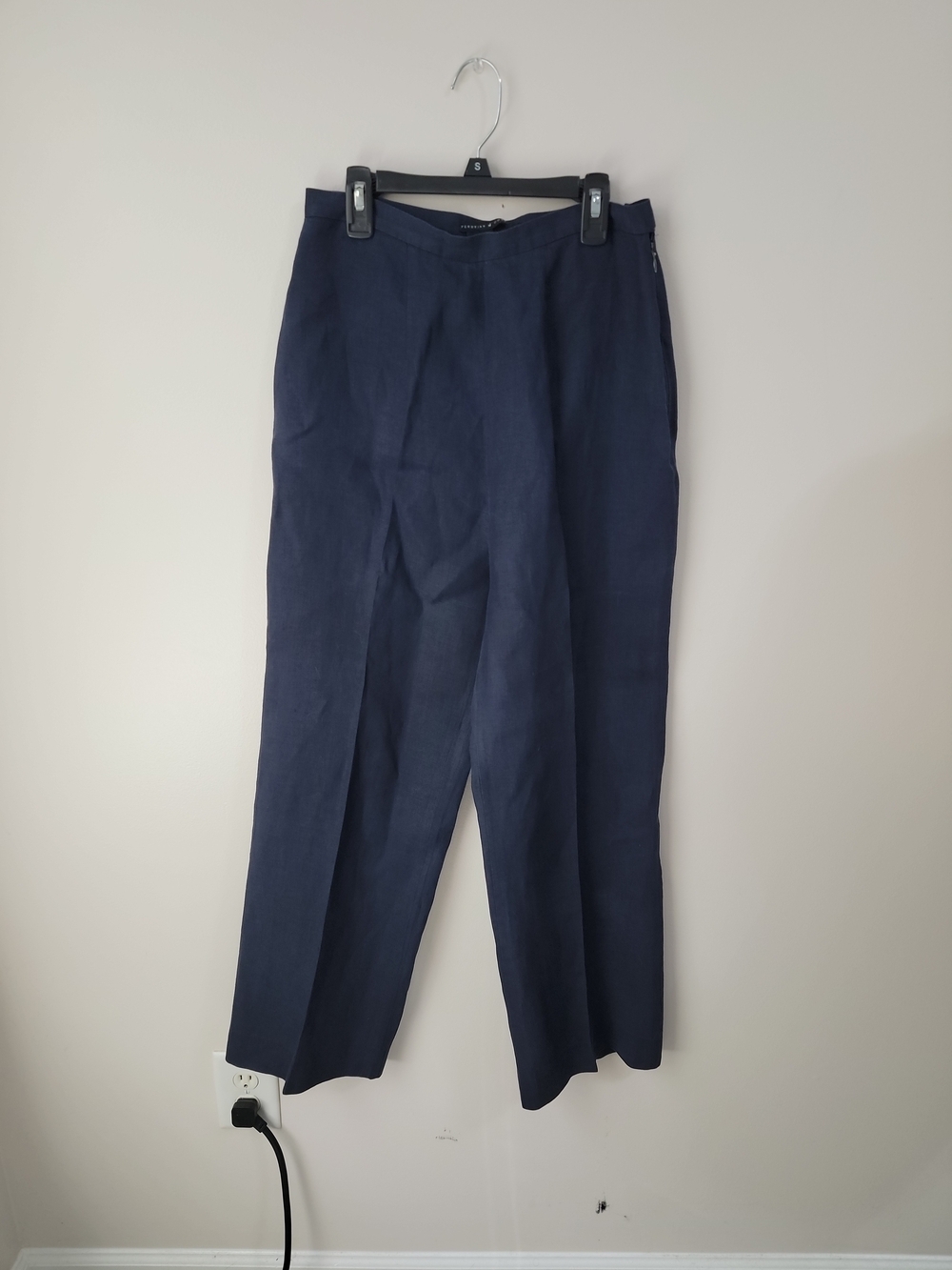Peruvian Connection Italy Womens High Rise Linen Wide Leg Pants Sz 6 Navy EUC